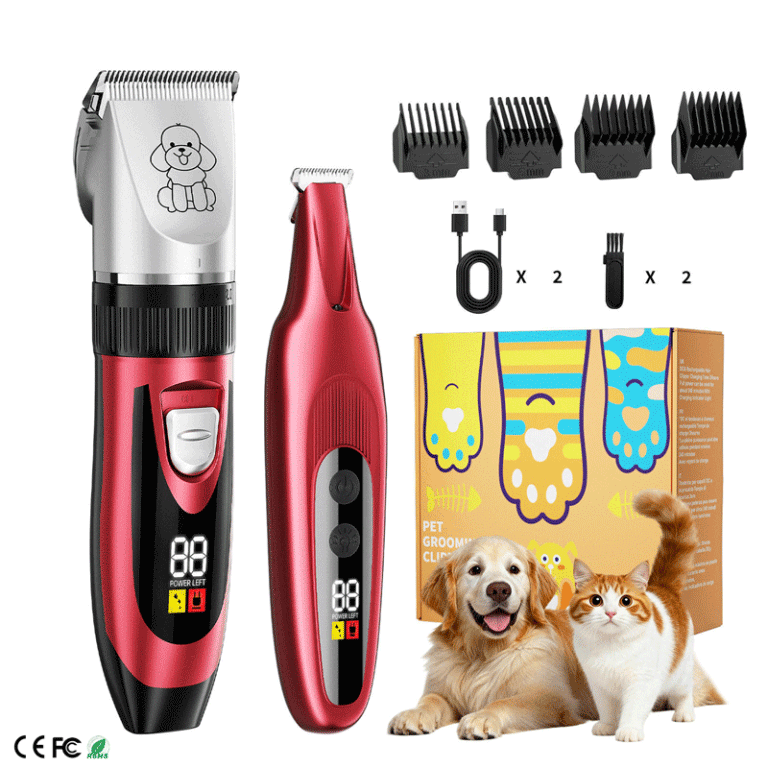 Holiday Custom Gift USB Rechargeable Dog Electric Hair Clipper and Paw Trimmer with Accessories Pet Grooming Set Product 1200mAh Battery