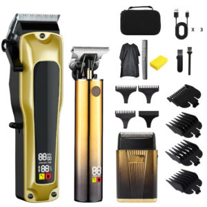 Professional Complete Electric Beard Trimmer Gold Rechargeable Foil Shaver Men 3 Piece Hair Clipper Kits De Tondeuse